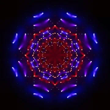 Abstract pattern, multi-colored kaleidoscope, lighting and spotlights Stock Photos