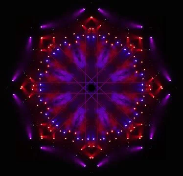 Abstract pattern, multi-colored kaleidoscope from photos lighting and spotlights Stock-Fotos