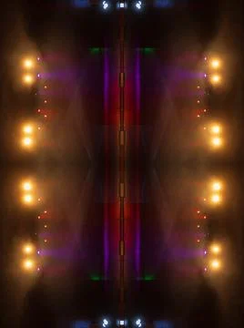 Abstract pattern, multi-colored kaleidoscope, lighting and spotlights Stock Photos
