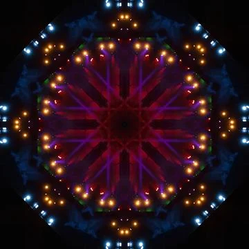 Abstract pattern, multi-colored kaleidoscope, lighting and spotlights Foto stock