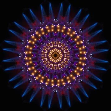 Abstract pattern, multi-colored kaleidoscope, lighting and spotlights Stock Photos