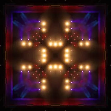 Abstract pattern, multi-colored kaleidoscope, lighting and spotlights Stock Photos