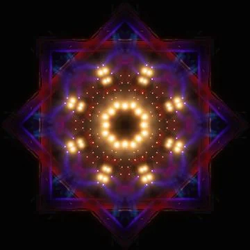 Abstract pattern, multi-colored kaleidoscope, lighting and spotlights Stock Photos