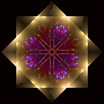 Abstract pattern, multi-colored kaleidoscope, lighting and spotlights Stock Photos
