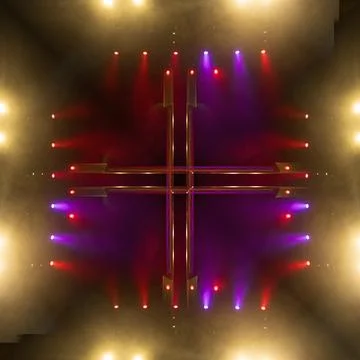 Abstract pattern, multi-colored kaleidoscope, lighting and spotlights Stock-Fotos