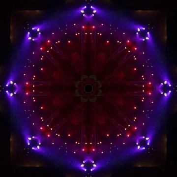 Abstract pattern, multi-colored kaleidoscope, lighting and spotlights Stock Photos