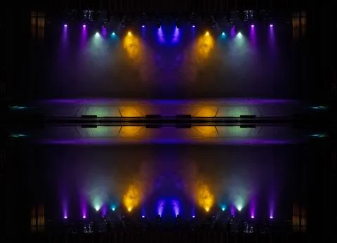 Abstract pattern, multi-colored kaleidoscope from photos lighting and spotlights Foto stock