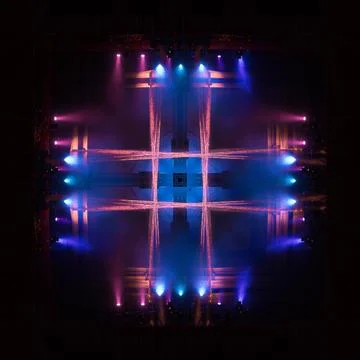 Abstract pattern, multi-colored kaleidoscope, lighting and spotlights Stock Photos