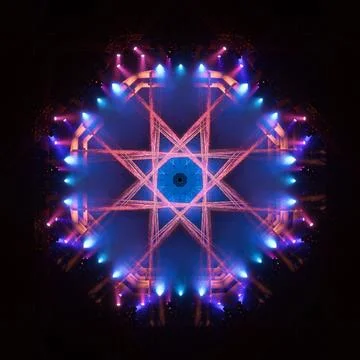 Abstract pattern, multi-colored kaleidoscope, lighting and spotlights Foto stock