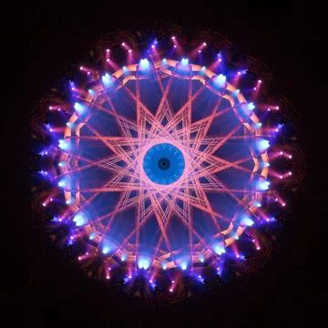 Abstract pattern, multi-colored kaleidoscope from photos light and smoke Stock Photos