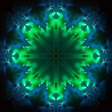 Abstract pattern, multi-colored kaleidoscope, lighting and spotlights Stock Photos