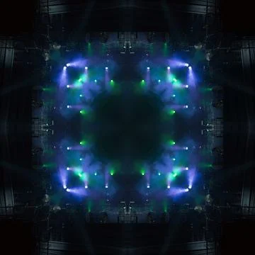 Abstract pattern, multi-colored kaleidoscope, lighting and spotlights Foto stock