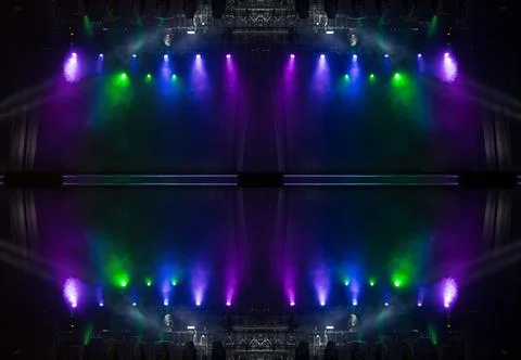 Abstract pattern, multi-colored kaleidoscope, lighting and spotlights Stock Photos