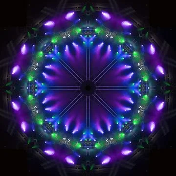 Abstract pattern, multi-colored kaleidoscope, lighting and spotlights Stock Photos