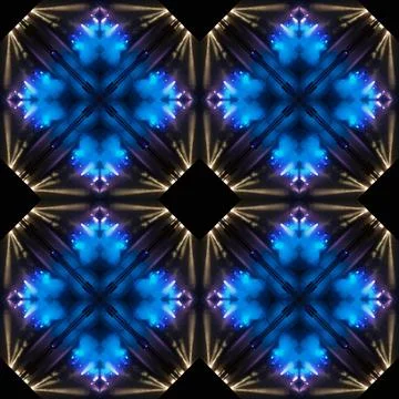 Abstract pattern, multi-colored kaleidoscope, lighting and spotlights Stock Photos