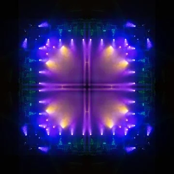 Abstract pattern, multi-colored kaleidoscope, lighting and spotlights Stock Photos