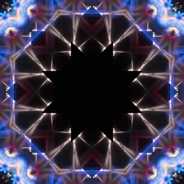 Abstract pattern, multi-colored kaleidoscope, lighting and spotlights Stock Photos