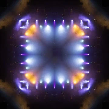 Abstract pattern, multi-colored kaleidoscope from photos light and smoke 库存照片
