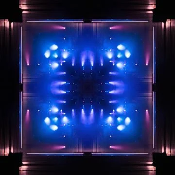 Abstract pattern, multi-colored kaleidoscope, lighting and spotlights Stock Photos
