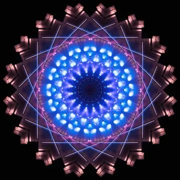 Abstract pattern, multi-colored kaleidoscope, lighting and spotlights Foto stock