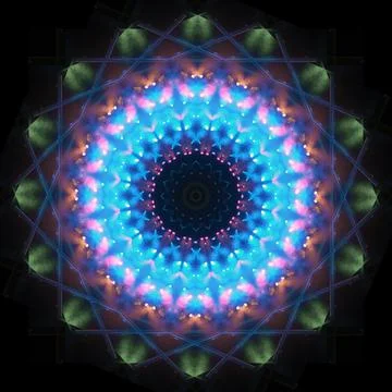 Abstract pattern, multi-colored kaleidoscope, lighting and spotlights Stock Photos