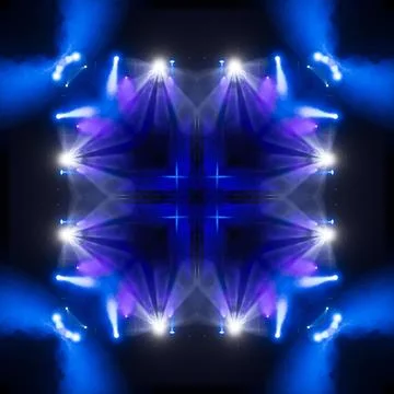 Abstract pattern, multi-colored kaleidoscope, lighting and spotlights Stock Photos