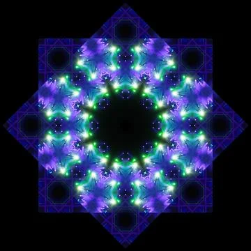 Abstract pattern, multi-colored kaleidoscope, lighting and spotlights Stock Photos