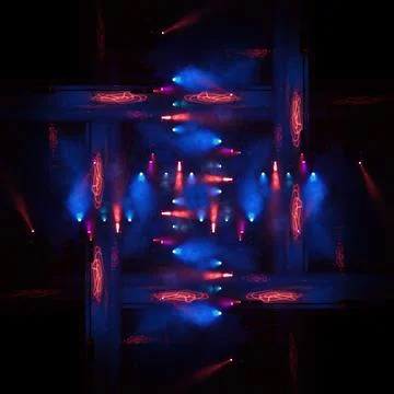 Abstract pattern, multi-colored kaleidoscope, lighting and spotlights Stock Photos