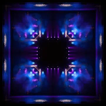 Abstract pattern, multi-colored kaleidoscope, lighting and spotlights Stock Photos