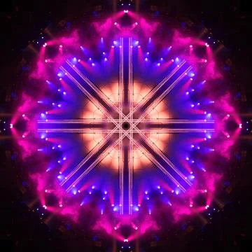 Abstract pattern, multi-colored kaleidoscope, lighting and spotlights Foto stock