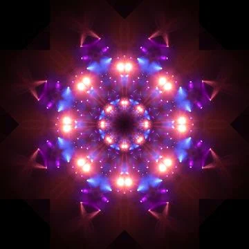 Abstract pattern, multi-colored kaleidoscope, lighting and spotlights Stock Photos