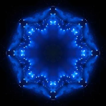 Abstract pattern, multi-colored kaleidoscope, lighting and spotlights Stock Photos