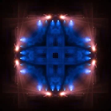 Abstract pattern, multi-colored kaleidoscope, lighting and spotlights Stock Photos