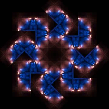 Abstract pattern, multi-colored kaleidoscope, lighting and spotlights Stock Photos