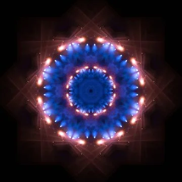 Abstract pattern, multi-colored kaleidoscope, lighting and spotlights Foto stock