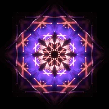 Abstract pattern, multi-colored kaleidoscope, lighting and spotlights Stock Photos