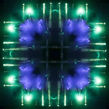 Abstract pattern, multi-colored kaleidoscope, lighting and spotlights Stock Photos