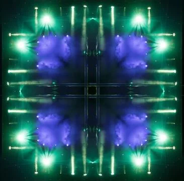 Abstract pattern, multi-colored kaleidoscope from photos lighting and spotlights Stock Photos