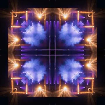 Abstract pattern, multi-colored kaleidoscope, lighting and spotlights Stock Photos