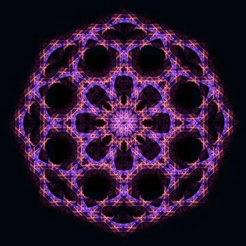 Abstract pattern, multi-colored kaleidoscope, lighting and spotlights Stock Photos