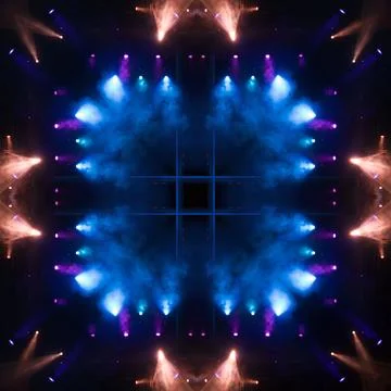 Abstract pattern, multi-colored kaleidoscope, lighting and spotlights Stock Photos