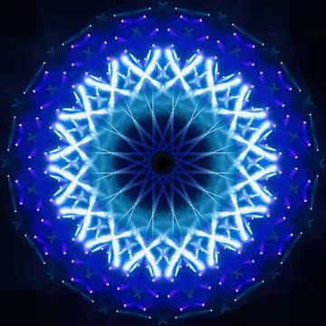 Abstract pattern, multi-colored kaleidoscope, lighting and spotlights Stock Photos