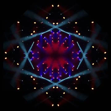 Abstract pattern, multi-colored kaleidoscope, lighting and spotlights Stock Photos