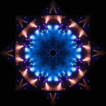 Abstract pattern, multi-colored kaleidoscope from photos light and smoke Stock Photos
