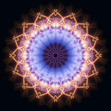 Abstract pattern, multi-colored kaleidoscope, lighting and spotlights Stock Photos