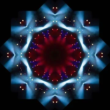 Abstract pattern, multi-colored kaleidoscope, lighting and spotlights Stock Photos