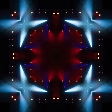 Abstract pattern, multi-colored kaleidoscope from photos lighting and spotlights Stock Photos