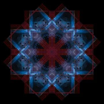 Abstract pattern, multi-colored kaleidoscope, lighting and spotlights Stock Photos