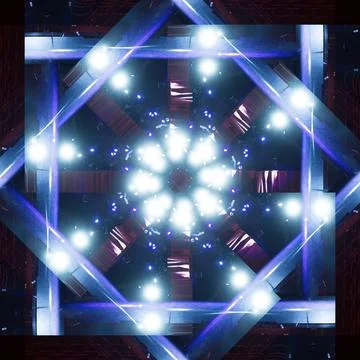 Abstract pattern, multi-colored kaleidoscope, lighting and spotlights Stock Photos
