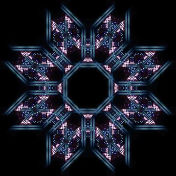 Abstract pattern, multi-colored kaleidoscope, lighting and spotlights Stock Photos